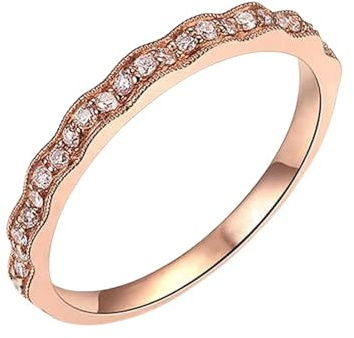 Anello da donna in oro rosa con diamante bianco 0,18 carati, oro rosa 9 K, misura 18 (18,5)