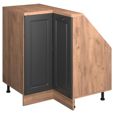 Vicco Eck-Küchenschrank für Dachschrägen R-Line, Anthrazit Landhaus, 75.6 cm mit 1 Tür