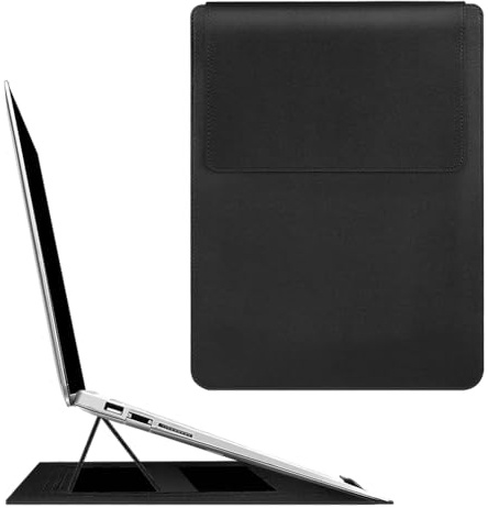 AOOSU 13.3-14 Inch Laptop Sleeve Case with Stand Feature, Sleeve Waterproof Slim Laptop Case with Adjustable Stand Function, Small Carry Bag Black