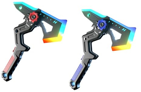 2-in-1 Transforming RGB Dual Axe Blade, Combinable Battle Axes Light Blades, One-Click Axe/Sword Switch, 7-Color Flowing RGB LED, Intelligent Sound and Dynamic Smoke Spray System (Mix 2Pcs)