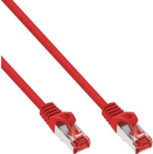 InLine Patchkabel, S/FTP (PiMf), Cat.6, 250MHz, PVC, Kupfer, RJ45, 1Gb/s, 0,5m, rot, Netzwerkkabel, doppelt geschirmt, 76450R