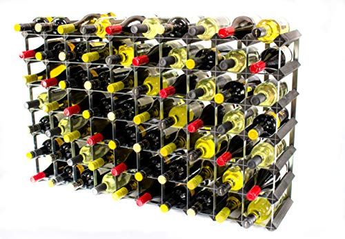 Classic 70 Bottle Wine Rack, Black Stained Wood and Galvanised Metal | Ready Assembled