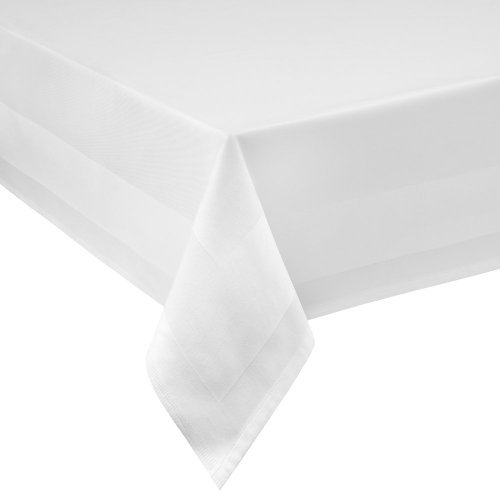 texpot DAMAST Tischdecke ECKIG 100x140 100 x 140 cm Weiss Atlaskante 100% Baumwolle Tischwäsche Tablecloths