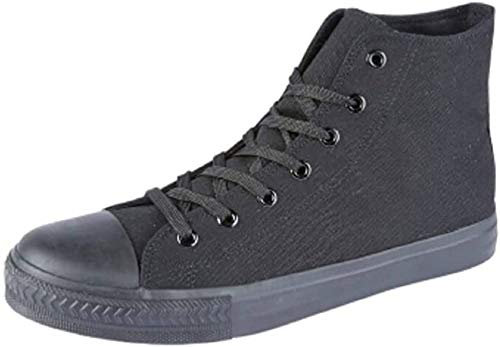 Ladies Baltimore/Academy Low Hi Top Canvas Toe Cap Lace up Pumps Plimsoll Trainers Casual Shoes Boots Size 13-8 (3 UK, Hi Top: All Black)