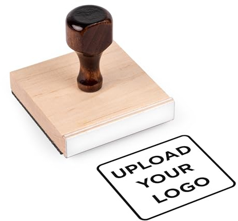 Rubber Custom Stamp with Wood Handle | 3 x 3 | Personalized Logo Stamp