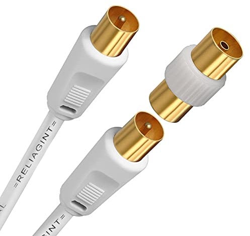 RL - Cavo antenna TV da 3 m, con prolunga di ricambio extra lunga, flessibile per cablaggio, conduttore in rame, a bassa perdita per banda larga, Virgin Media, Freesat, FreeView, 3 m, colore: Bianco