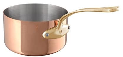 Mauviel M'Heritage 200B Stielkasserolle aus poliertem Kupfer und Edelstahl mit bronzefarbenen Griffen, 2,6 qt, hergestellt in Frankreich