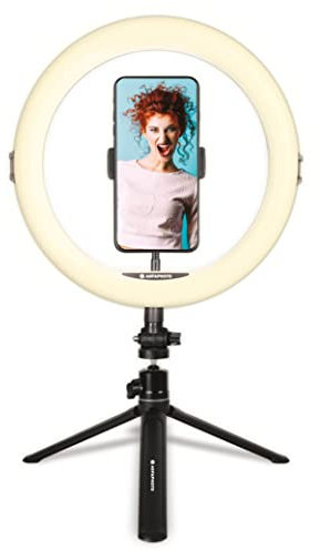 AgfaPhoto Ringlicht Realiview ARL11-11-Zoll-LED Ring Licht mit Stativ - Das perfekte Ring Light für Fotos, Selfies, Videos, YouTube, Make-Up und TikTok, kompatibel mit Smartphones