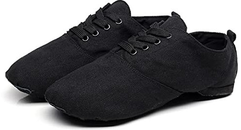 Damen Tanzschuhe Canvas Split Sole Jazz Schuhe Modern Elastisch Gymnastikschuhe, Schwarz , 37.5 EU