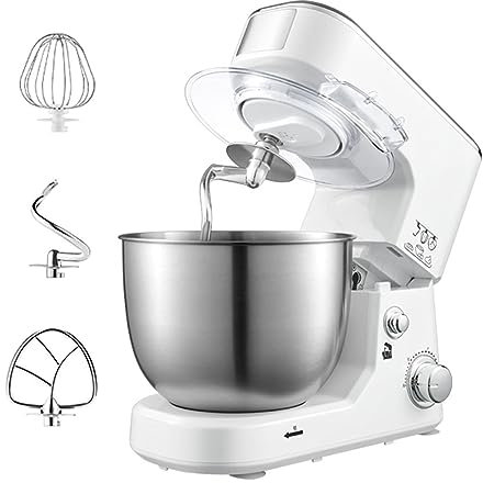 Robot Pâtissier Vitesse Réglable Robot De Cuisine Batteur Mélangeur Planétaire Batteur Pétrin Avec Bol Mélangeur En Acier Inoxydable 5L Pour La Cuisine Cuisson Gâteau Crème Aux Œufs 1000W ( Color : Wh