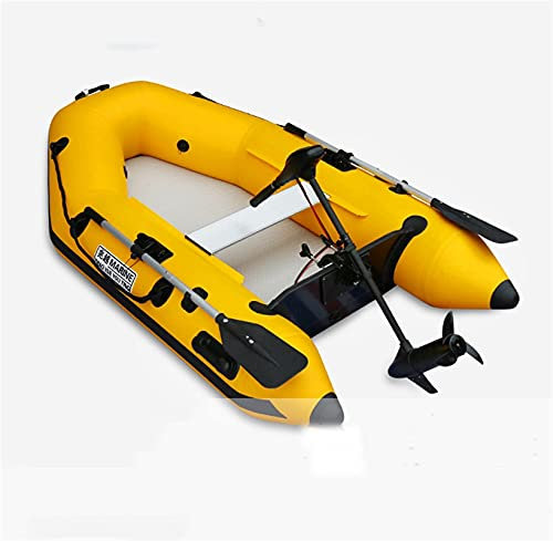 Großes 2,3 m langes Schubkajak mit flachem Boden, aufblasbares Kajak, tragbares Fischerbootkajak + 12 Volt, 58 Pfund, Strom/Batterie Nicht im Lieferumfang enthalten, Wassersport