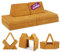 Linodino® Spielsofa Cord - Kindersofa | Schaumstoff Bausteine für einen aufregenden Indoor Spielplatz | Kinder Sofa als Kuschelecke im Kinderzimmer | Mit Schlaffunktion | Gänseblümchen Gelb