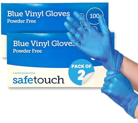 Just Health Disposables Blue Vinyl Gloves, Small - Pack of 2 (Box of 100) | Multipurpose | Powder Free | Latex Free | Disposable