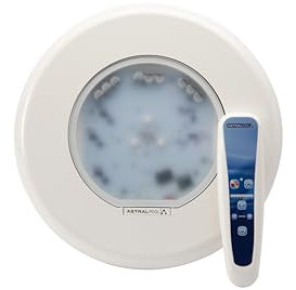 Steinbach LED Unterwasserscheinwerfer, LED Komplett-Scheinwerfer Wireless, Fernbedienung, Lumiplus Flexi V1 RGB, Blende Weiß, Nische, Kabelschutzschlauch, 12 V / 22 W, 060071