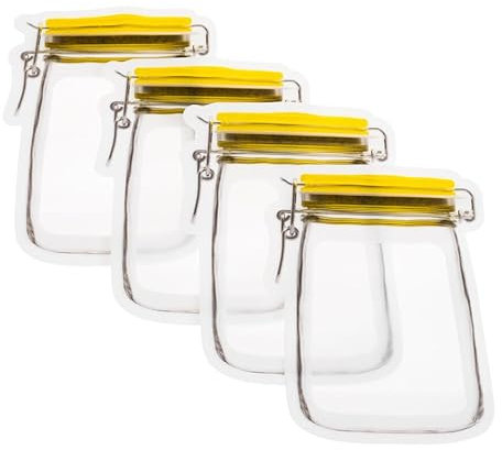 EliteKoopers 20Pcs Yellow Reusable Airtight Leakproof Storage Food Seal Bags Mason Jar Zip Lock Bags For Travel Camping Picnic etc.