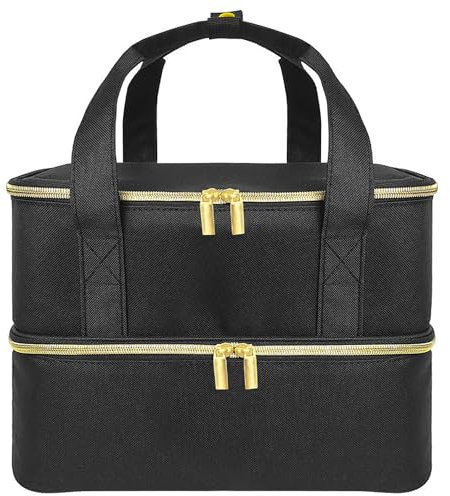 Estuche de Transporte para esmaltes de uñas, Bolsa de Almacenamiento de Doble Capa, Compatible con lámpara Secadora de uñas y 40 Botellas, Bolsa organizadora para Set de manicura(40 Botellas)