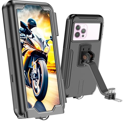 Damoaa Porta cellulare scooter impermeabile custodia del lunotto posteriore valida per smartphone fino a 7,5 Attacco per specchietto retrovisore infrangibile