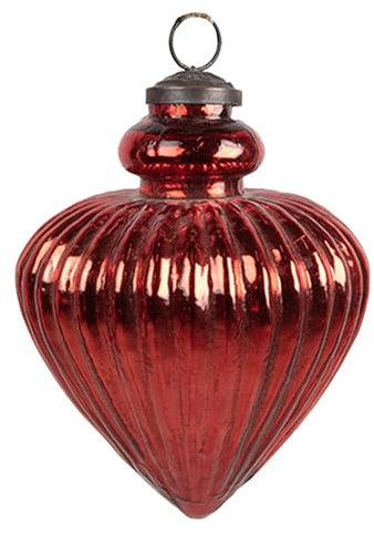 Clayre & Eef Weihnachtskugel Ø 10x12 cm Rot Glas Weihnachtsbaumschmuck