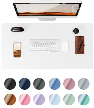 YSAGi Schreibtischunterlage 80x40cm, Premium Leder Mauspad XXL, Rutschfeste Tischunterlage Schreibunterlage, Multifunktionales Office Mousepad Schreibtisch Zubehör für Büro & Homeoffice (Weiß)