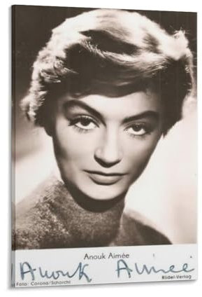 SUJHGYHB Anouk Aimee Signiertes Porträtfoto HD-Druck, modisches Poster, dekorative Malerei, Leinwand, Wandkunst, Wohnzimmer, Poster, Schlafzimmer, Gemälde, Tapete, Promi-Gemälde, 20 x 30 cm