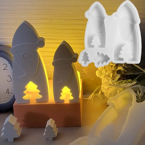 2 Stück Weihnachtszwerg Silikonform WISIRENT, Wichtel Silikonform Gießform Wichtel Gips, Diy Wichtel Silikonformen Gießform Weihnachten Wichtel, 3d Silikonform Wichtel für Weihnachten, Halloween