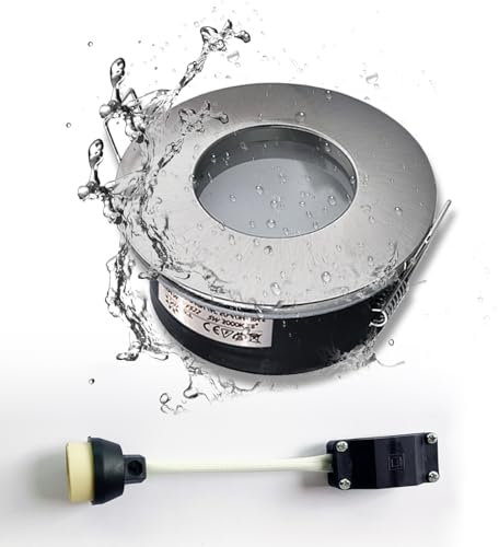 Sweier - Foco empotrable IP65, Downlight de techo empotrado con GU10 impermeable para cuarto de baño y cocina (bombilla no incluida), agujero Φ68 mm, juego de 1