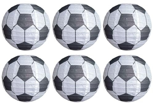 FDGGT 6 Stück Fußball-Laternen, 3D-Fußball-Dekoration, Fußball-Motto-Party-Dekoration, Hängende Finger-Laternen-Dekoration