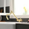 Grifo Cocina Abatible oro cepillado, Grifo Abatible Cocina 2 Modos De Descarga De Agua,Grifo De Fregadero Plegable, Grifo Monomando Bajo Ventana De Acero Inoxidable 304 oro cepillado