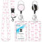 Calkkrer Porte-badge Rose Douce avec Ruban pour Femmes, Porte-cartes Amovible pour Badge de Service, Porte-nom et Cartes d'identité, Accessoires de Bureau Élégants
