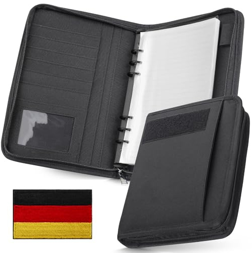 WYNEX Tactical Notebook Padfolio Ringbinder mit 80 Blatt, Notebook taktische Portfolio Binder mit Reißverschluss für taktische Ausrüstung und Organizer, Armee Militär nachfüllbar A5 6 Ringbinder