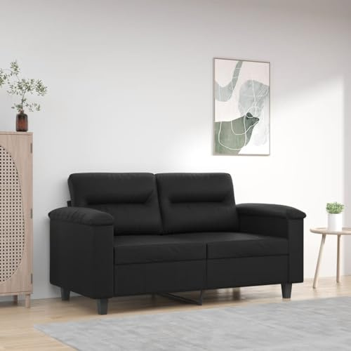 ZQQLVOO 2-Sitzer-Sofa Schwarz Zweisitzer Sofa aus strapazierfähigem Kunstleder mit Metallgestell und Polsterung 120 cm Kunstleder