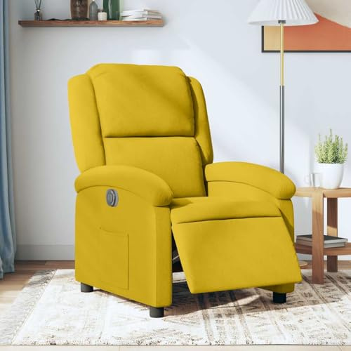 Owoxanthellate Relaxsessel Elektrisch Gelb Samt Liegefunktion 135° Fernsehsessel 71x86,5x99,5 cm mit Seitentasche und Metallrahmen Modernes Design für Wohnzimmer Büro und Homecino