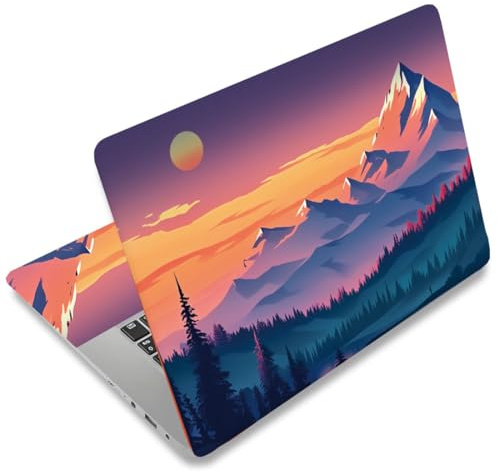 SUPERDANT 3er Pack Sonnenuntergang Berge Laptop Skin Aufkleber 38x27cm Wasserdicht PVC Laptop Wrap Entfernbar Kratzfest Passend Für 12 16 Zoll Notebook Computer Oberfläche Dekor