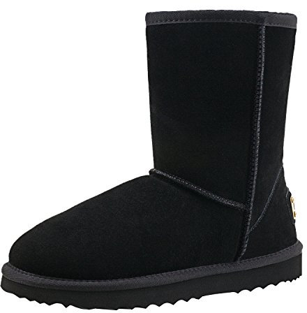 Shenduo Uomo Stivali Corti da Neve Impermeabile, Stivali a Metà Polpaccio Invernali D5625 Nero 44EU