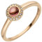 Jobo Damen Ring 585 Gold Rotgold 1 Turmalin Cabochon 16 Diamanten Brillanten 0,05ct. Größe 50