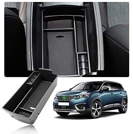 YEE PIN Mittelkonsole 3008 5008 2016-2023 / DS 7 Crossback 2017-2023 Handschuhfach für Armlehne Organizer Aufbewahrungsbox Mit Rutschfestermatte Autozubehör