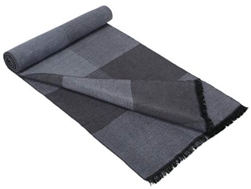 Prettystern Herren Schal für Winter Weich Wendenschal reine Seide Fleece Schal Warm wie Wolle - Leicht Silber Grau Karo ZS32
