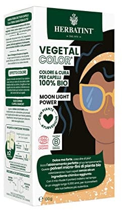 Herbatint Vegetal Color Moon Light Power, Negro | Coloración Vegetal para Cabello a base de Henna y Hierbas Ayurvédicas, 100% Natural y Orgánica - 100 Gramos