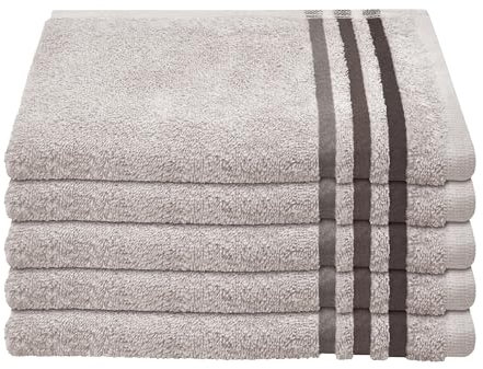 Schiesser Frottier Gästetuch Skyline Color im 5er Set | 100% Baumwolle aus nachhaltiger Produktion | saugstark, weich, farbecht | 30x50cm | Hellgrau