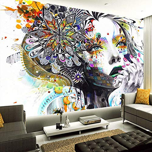 YXTSmurals Fototapete Selbstklebende 3D Effekt Farbe Graffiti Frau 3D Tapete Wandtapete Art Poster Wohnzimmer Kinderzimmer Tv Hintergrund Wanddeko Wandbilder