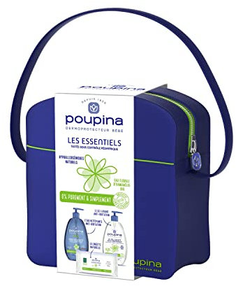 POUPINA - La Trousse 1er soin bébé - 3 produits - Gel Lavant 485 mL, Eau Nettoyante 485 mL, Lingettes x 60 - Formules Hypoallergéniques et d'Origine Naturelle - Vegan - Made in France