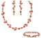 EVER FAITH Kristall Schmuck-Sets elegante Marquise- und Runde- Schliff Strass Blatt Halsketten, Ohrringe und Armband-Set für Damen Champagne Rose Gold-Tone
