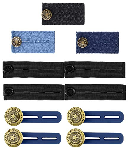 Bequeme Hosenbunderweiterung Mix Set, 11 Pack, 3 Versionen mit Baumwolle-Band, Elasthan-Band und Silikon-Band, für Damen und Herren, für Jeans, Hose, Anzughose, Rock, Hosenerweiterung Schwangerschaft