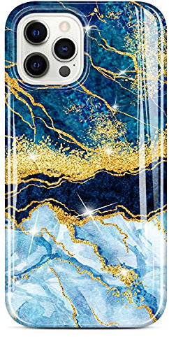 JIAXIUFEN iPhone 12 Mini Hülle Handyhülle TPU Silikon Schutzhülle Handytasche Handy Hülle für iPhone 12 Mini 5.4 - Marmor Dark Blue