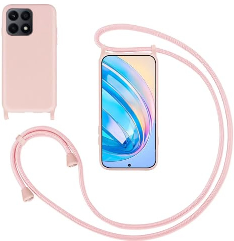 GoodcAcy Silikon Handykette Handyhülle für Honor X8a 6.7,Smartphone Necklace Hülle mit Band Schutzhülle mit Kette zum umhängen Halskette Flüssig Silikon Case für Honor X8a 6.7,Pick
