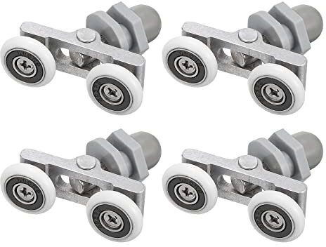 sourcing map Shower Door Rollers, Shower Twin Roller with 20mm Diameter, Glass Door Roller Replacement Parts, Pack of 4
