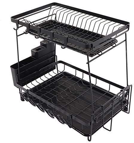 Naroote Escurridor de platos de 2 niveles para evitar el óxido con escurridor para cocina