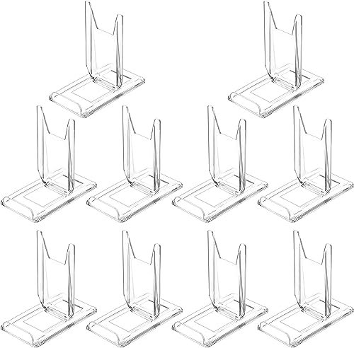 TERDEWE (10 Pack) Adjustable for angle Acrylic Display Stand for Plate, purses,clutch bags,Pictures, Platter, Book, tableware and stationary,gameboy handhelds & N64 controllers,cards