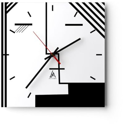 ARTTOR Moderne Glasuhr 30x30cm Quadrat Wanduhr Sonstige - 5290 | Stück UND Modern Glas Analog Wanduhr Lautlos Wanddekoration Wohnzimmer Büro Küche Wanddeko Küchenuhr Geräuschlos ARTTOR