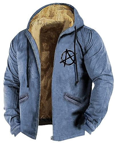 KONG JIMFAN Winterjacke Herren Regenjacke Herren Dünn Fahrradponcho Regenjacke Faltbar Winter Jacken Wintermantel Herren Jacke Für Abendkleid Fleecepullover Sport Hybrid Jacke Herren(Blue,4XL)
